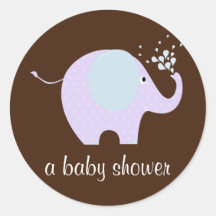 Baby Elephant Shower Seal Round Stickers