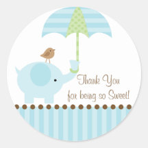 Baby Elephant Umbrella Thank You Sticker