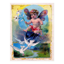 BABY FAIRY WITH DOVES POST CARDS