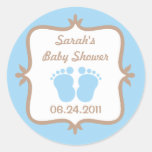Baby Feet Blue Round Sticker
