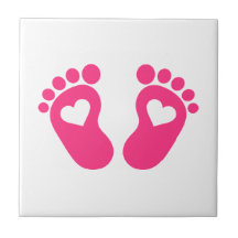 Baby feet hearts tile
