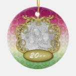 Baby First Christmas Red Green Yellow Dots Ornaments