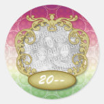 Baby First Chritmas Red Green Yellow Dots Round Stickers