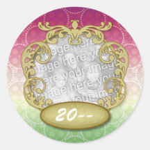 Baby First Chritmas Red Green Yellow Dots Round Stickers