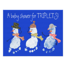 Baby Footprint Snowmen TRIPLETS! Announcements