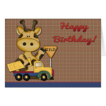 Baby Giraffe Boy Birthday Card
