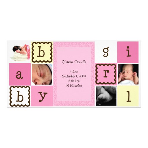 Baby Girl Announcement Photo Cards