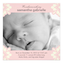 Baby Girl Birth Announcement - Floral Corners