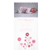 Baby Girl Birth Announcement Photo Card Template