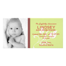Baby Girl Birth Announcement Photocard Customised Photo Card