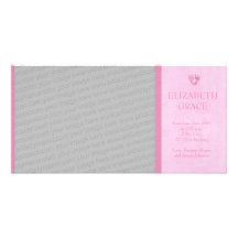 Baby Girl Footprints Photo Birth Announcement Personalized Photo Card