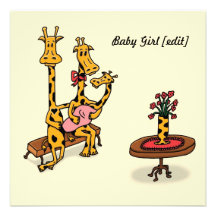 Baby Girl - Girraffes Greeting Card / Invitation