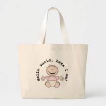 Baby Girl Hello World Canvas Bag