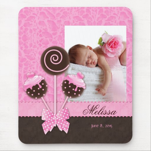 Baby Girl Mousepad Cute Cake Pops Pink