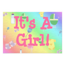 BABY GIRL PERSONALIZED INVITATIONS