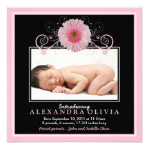 Baby Girl Photo Daisy Birth Announcement