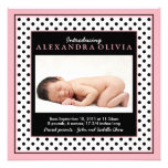 Baby Girl Photo Polka Dot Birth Announcement