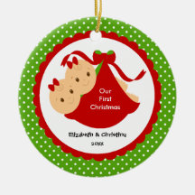 Baby Girl Twins Baby's First Christmas Ornament