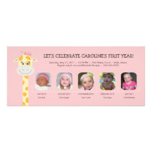 Baby Girl's First Birthday Year Custom Invites