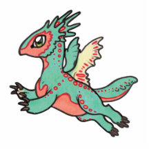 Baby Green Crested Dragon magnet Cut Outs