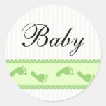 Baby green footprint stickers