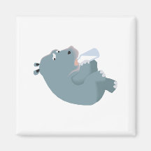 baby hippo drinking bottle fridge magnet