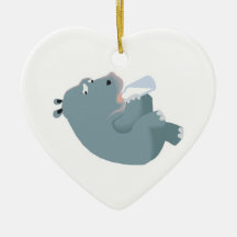 baby hippo drinking bottle ornaments