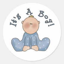 Baby in Sleeper It's a Boy Round Stickers