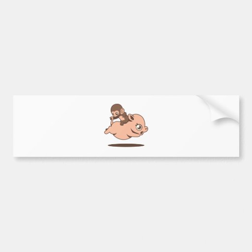 Baby Monkey (Going Backwards on a Pig) Bumper Sticker