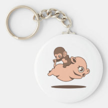Baby Monkey (Going Backwards on a Pig) Key Chains