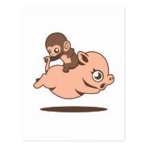 Baby Monkey (Going Backwards on a Pig) Postcards
