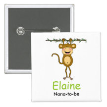 BABY MONKEY Hanging Monkey Personalised Button
