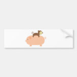 Baby Monkey Riding Backwards on a Pig Bumper Sticker