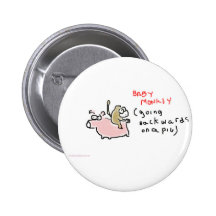Baby Monkey (riding backwards on a pig) Button