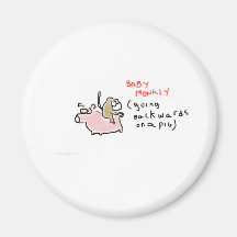 Baby Monkey (riding backwards on a pig) Fridge Magnet