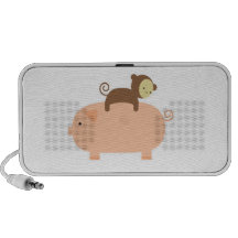 Baby Monkey Riding Backwards on a Pig Mp3 Speakers