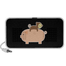 Baby Monkey Riding Backwards on a Pig iPhone Speaker