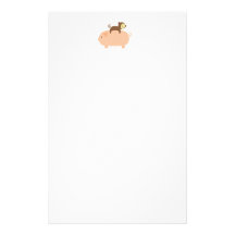Baby Monkey Riding Backwards on a Pig Personalized Stationery