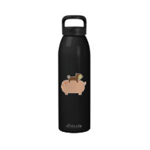 Baby Monkey Riding on a Pig Drinking Bottle