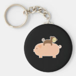 Baby Monkey Riding on a Pig Keychain