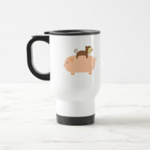 Baby Monkey Riding on a Pig Mug