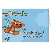Baby Monkey Thank You Note Card