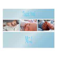 Baby monogram thank you, insert your photos post cards