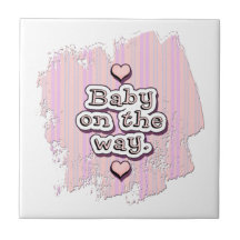 Baby on the Way - girl Tiles