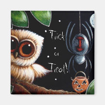 BABY OWL & SPIDER TRICK OR TREAT Magnet