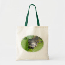 Baby Painted Turtle on Lilypad Items Canvas Bags