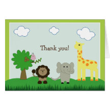 Baby Photo Zoo Animal Thank You Card (lime green)