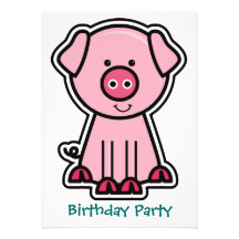 Baby Pig Sticker Birthday Party Personalized Invite