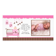 Baby Room Girl PHOTO Birth Announcement Personalized Photo Card