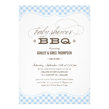 Baby Shower BBQ Invitations - Blue Table Cloth